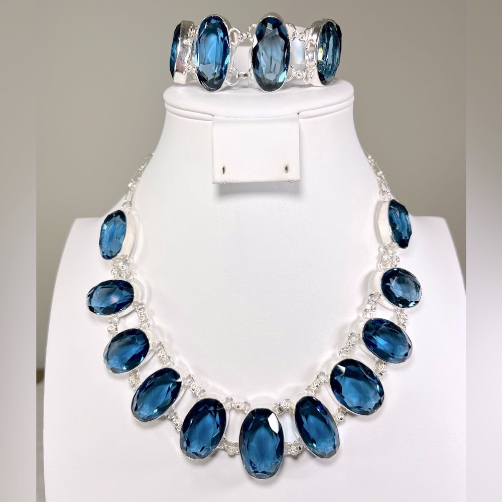 London Blue Topaz 925 Large Necklace & Large Bracelet